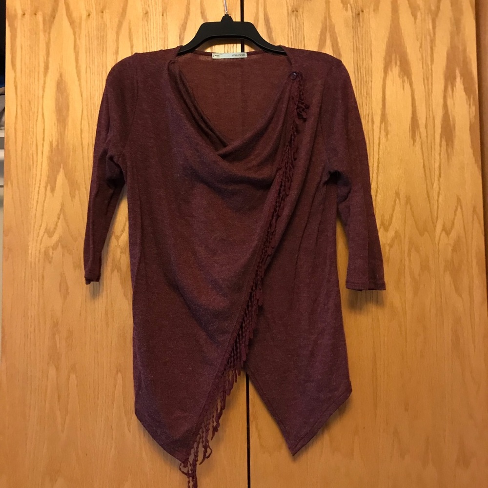 3/4 sleeve wrap sweater